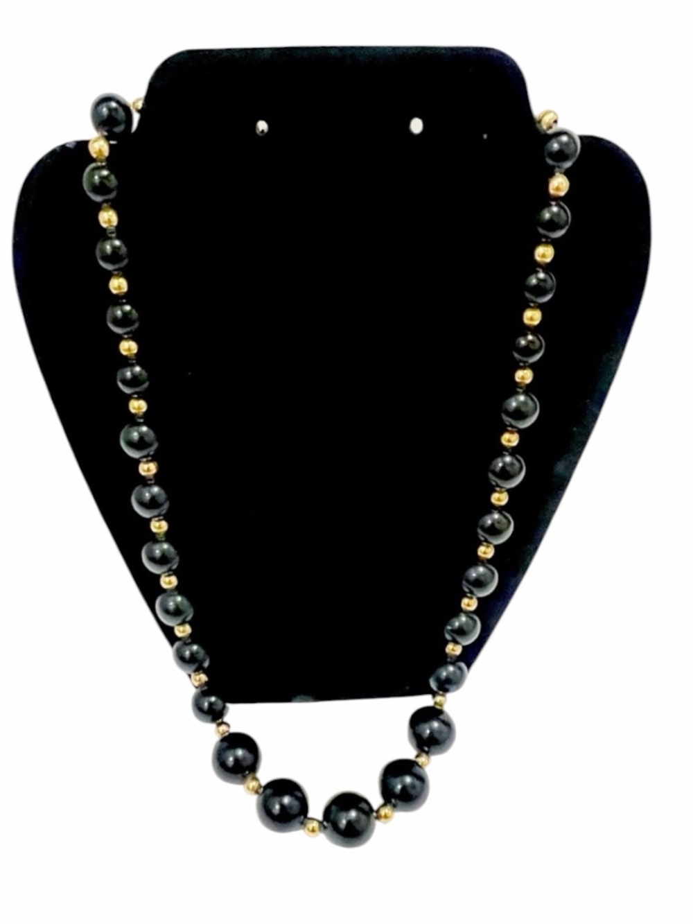 Vintage 1960s Monet Black and Gold Beaded Necklace